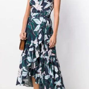 EUC Green Tory Burch Printed Wrap Dress Desert Bloom size XL
